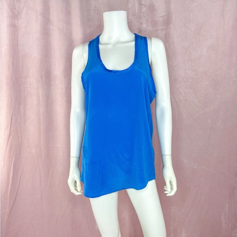 Equipment Femme 100% Silk Blue Sleeveless Top Blouse Size Medium